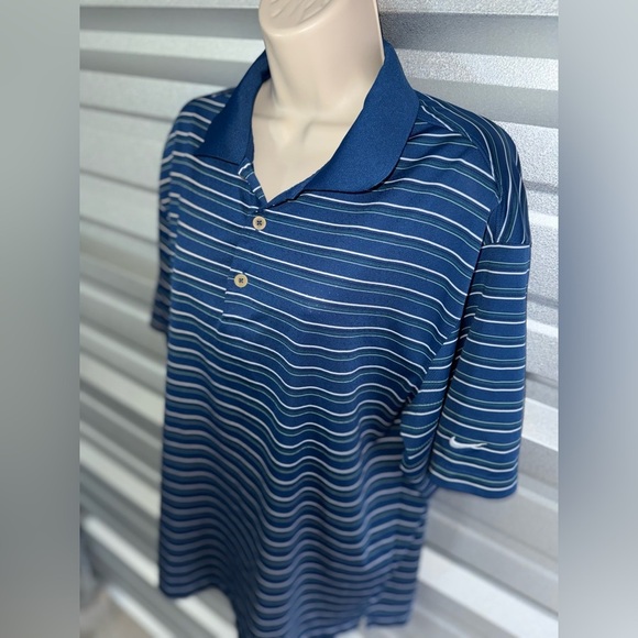 Men’s NIKE Golf Tour Performance DRI-Fit Blue Striped Polo Golf Shirt Size Large - Picture 4 of 10